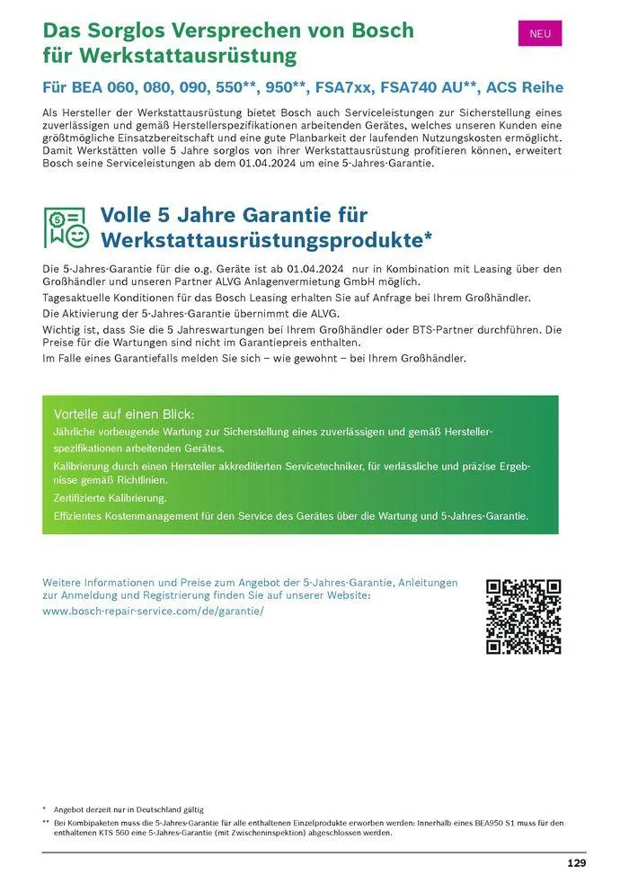 Werkstattausrüstung von Bosch von 21. Mai bis 31. Dezember 2024 - Flugblätt seite 129