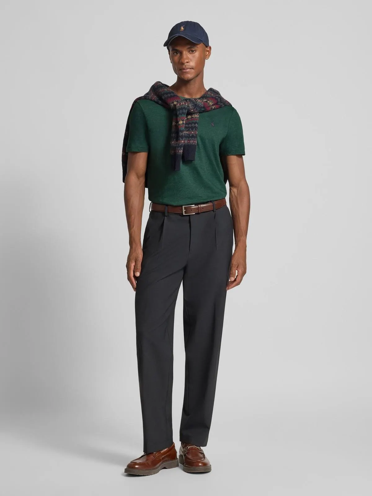 T-Shirt mit Logo-Stitching in hellgruen