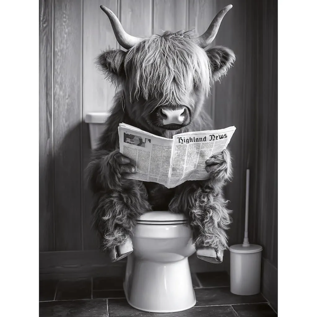 Bönninghoff Leinwandbild Hochlandrind | Humor | Kuh | Kuhbilder | Kühe | Schwarz-Weiß | Tiere 1 Stk. tlg.