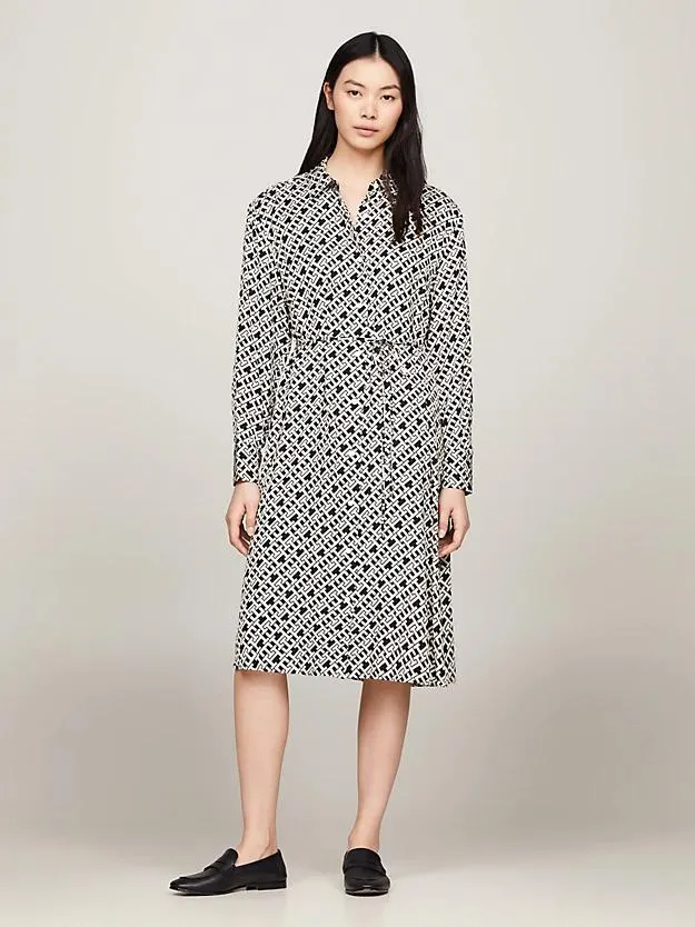 Midi-Hemdkleid mit TH-Monogramm-Print