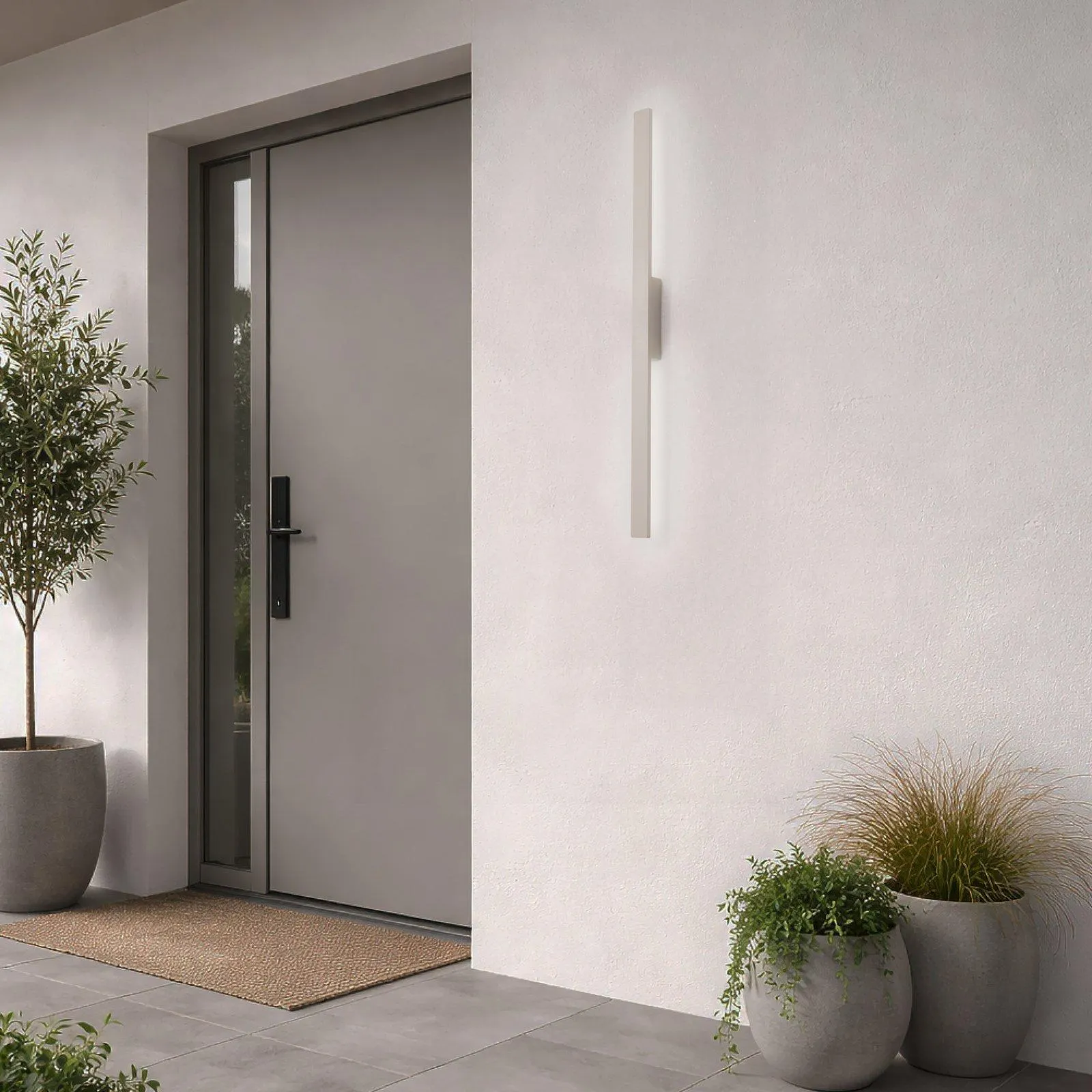 LED-Wandleuchte Demi M, sand, Aluminium, Höhe 100 cm, IP54