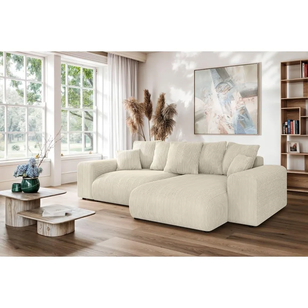Home affaire Ecksofa »LAKESIDE mit Bettfunktion und Bettkasten, B/T/H 257/166/84 cm« L-Form, Recamiere beidseitig montierbar, mit Wellenunterfederung