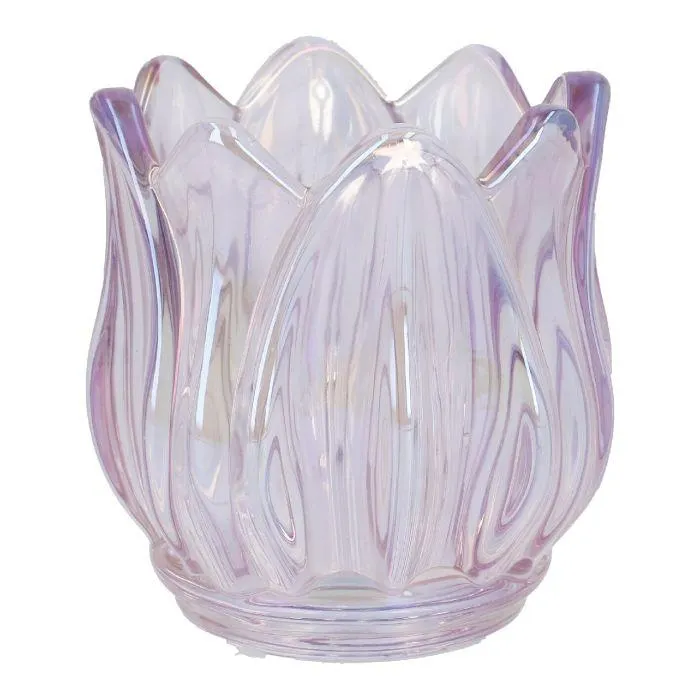 Teelichthalter Tulpe, irisierend/helllila, 7 x 7 cm