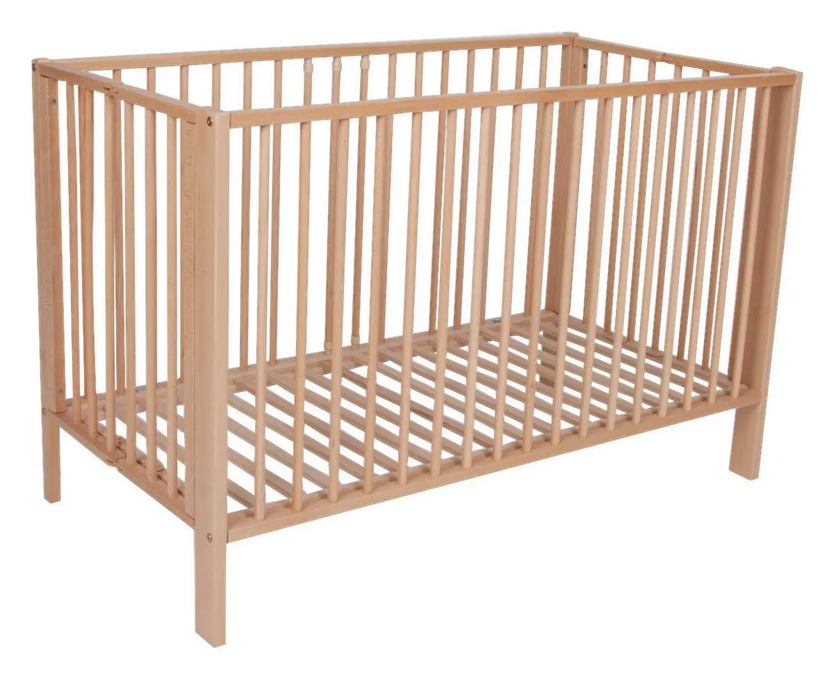 Babybett Naturfarben Buchenholz mit Lattenrost