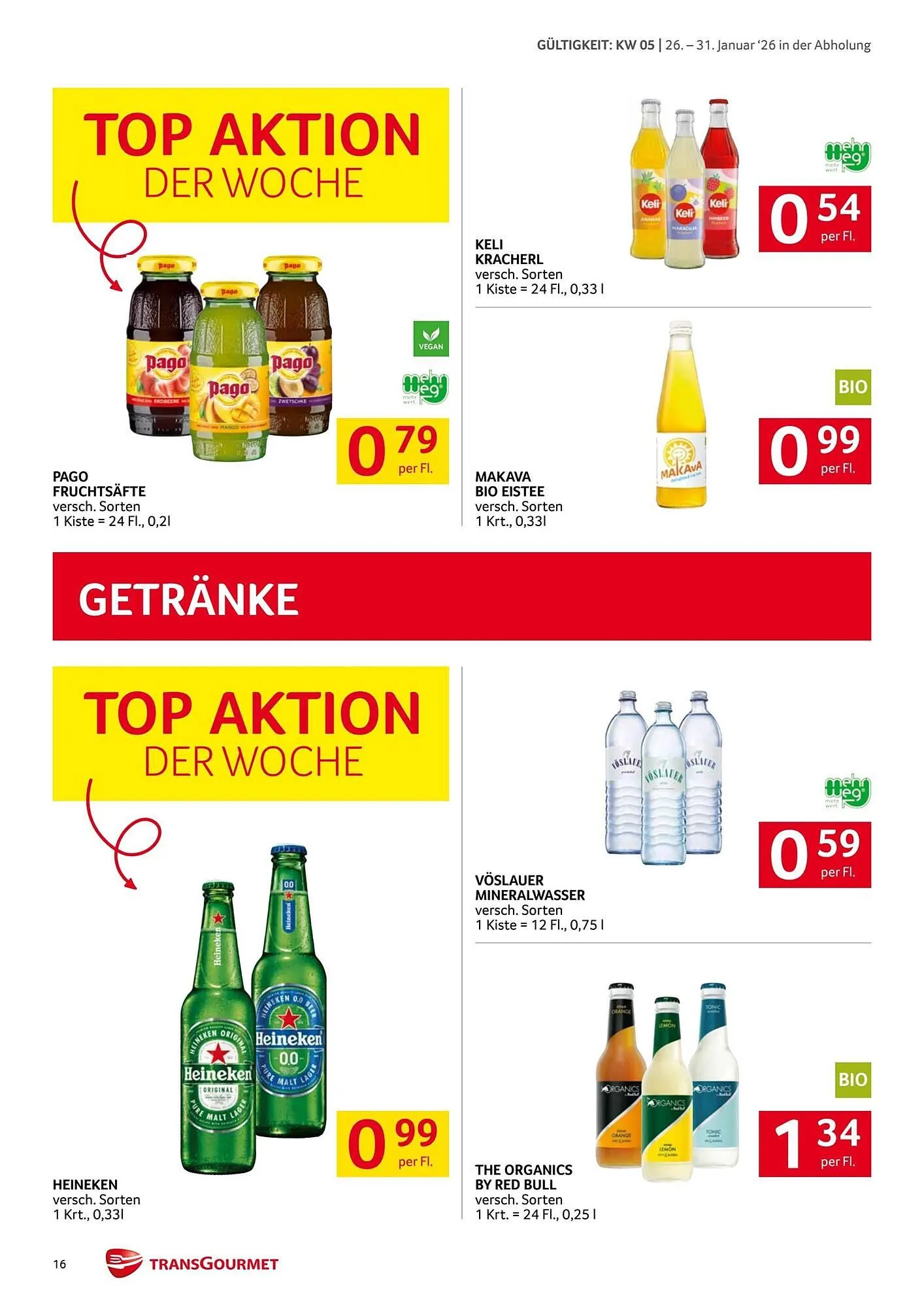 Transgourmet Flugblatt von 26. Jänner bis 31. Jänner 2026 - Flugblätt seite  16