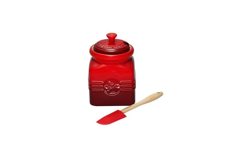 Marmeladentöpfchen mit Schaber aus Steinzeug