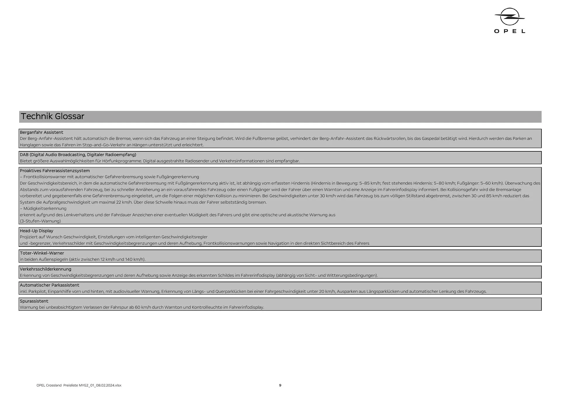 Opel Crossland Flugblatt von 16. Mai bis 15. Mai 2025 - Flugblätt seite 9