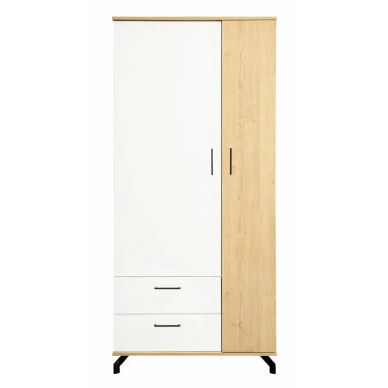 Steiner Shopping Drehtürenschrank / Kleiderschrank Riemst 01, Farbe: Eiche / Weiß - Abmessun