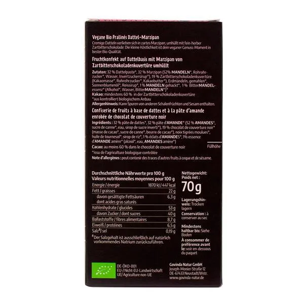 Govinda Dattel Marzipan Pralinés