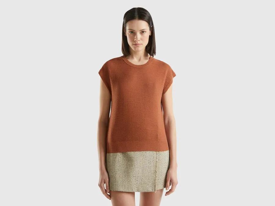 Chaleco en mezcla de algodón y lino