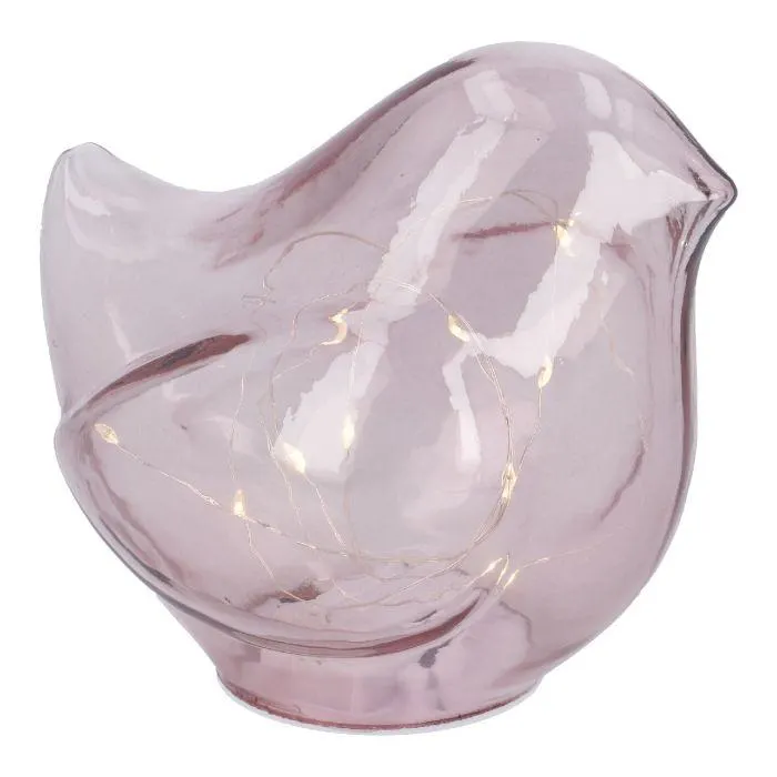 LED-Vogel, rosa, 15 x 13 cm