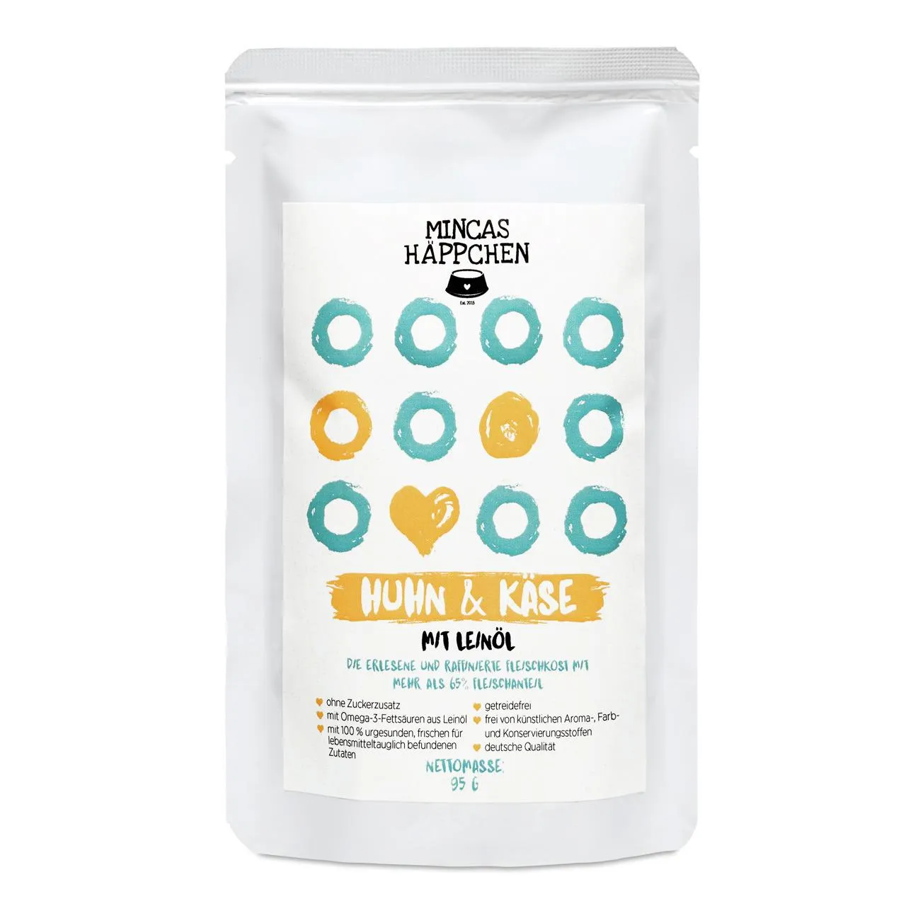 Sparpaket 12 x 95 g Mincas Häppchen Huhn & Käse Katzen Nassfutter