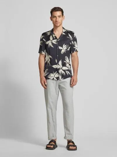 Regular Fit Leinenhose mit Tunnelzug in dunkelgruen