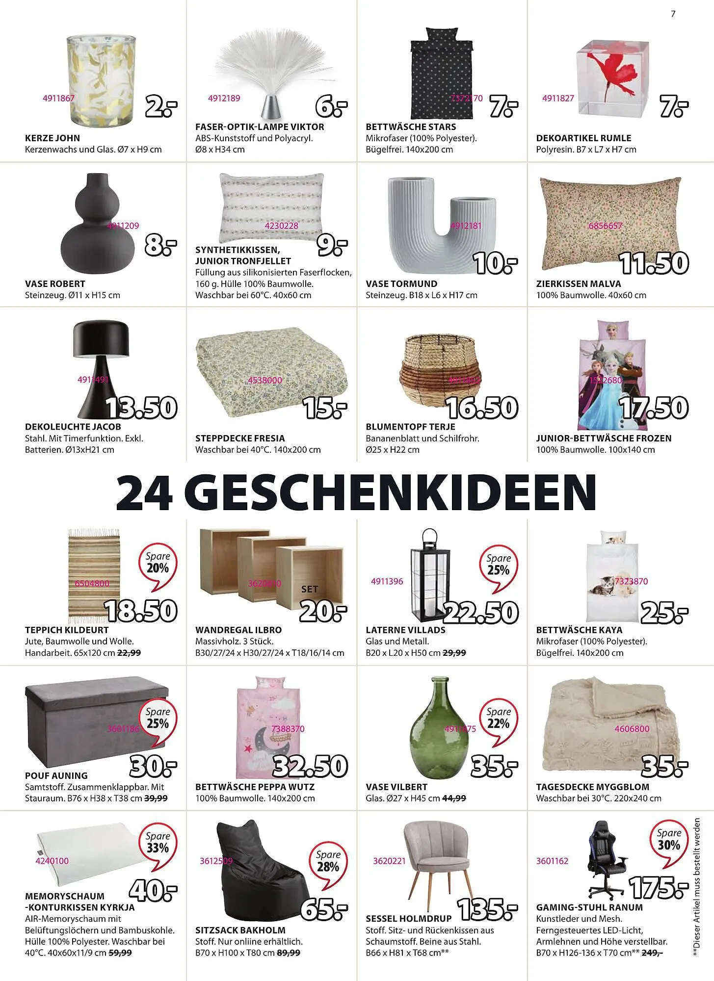JYSK Flugblatt von 29. November bis 2. Jänner 2024 - Flugblätt seite 7