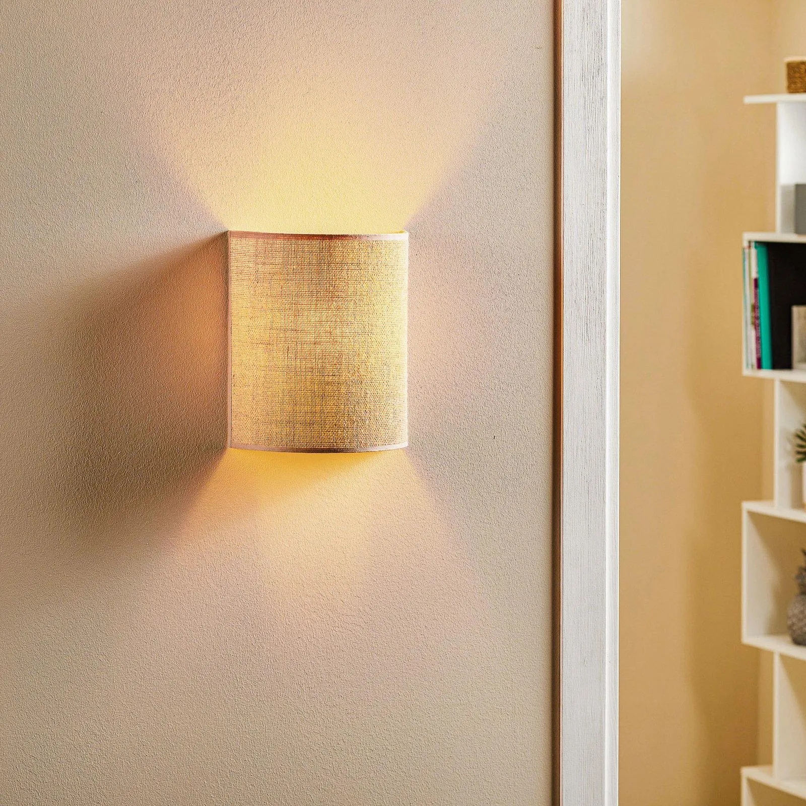 Euluna Jute Wandleuchte, naturbraun, halbrund