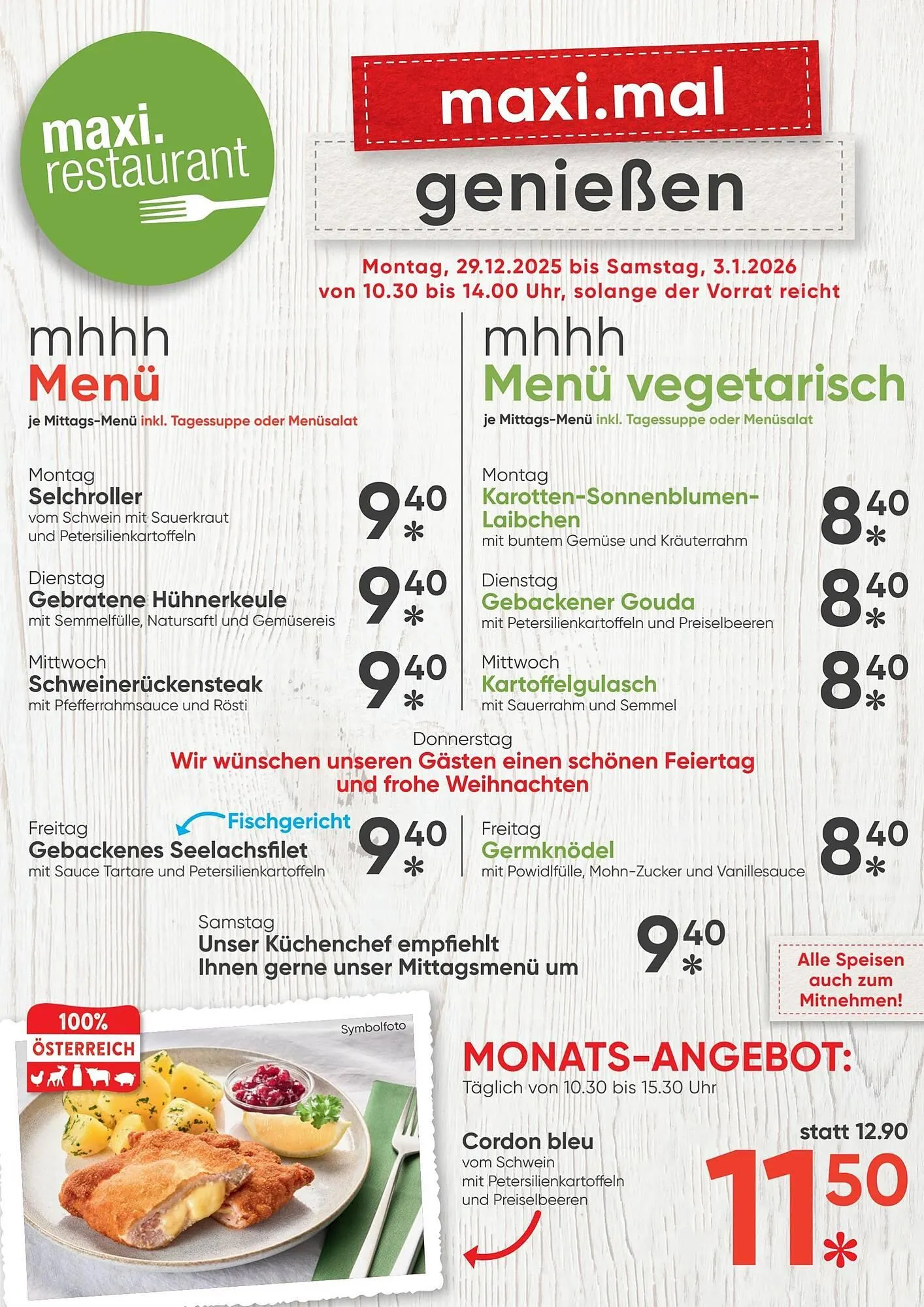 Maximarkt Flugblatt von 29. Dezember bis 4. Jänner 2026 - Flugblätt seite  1