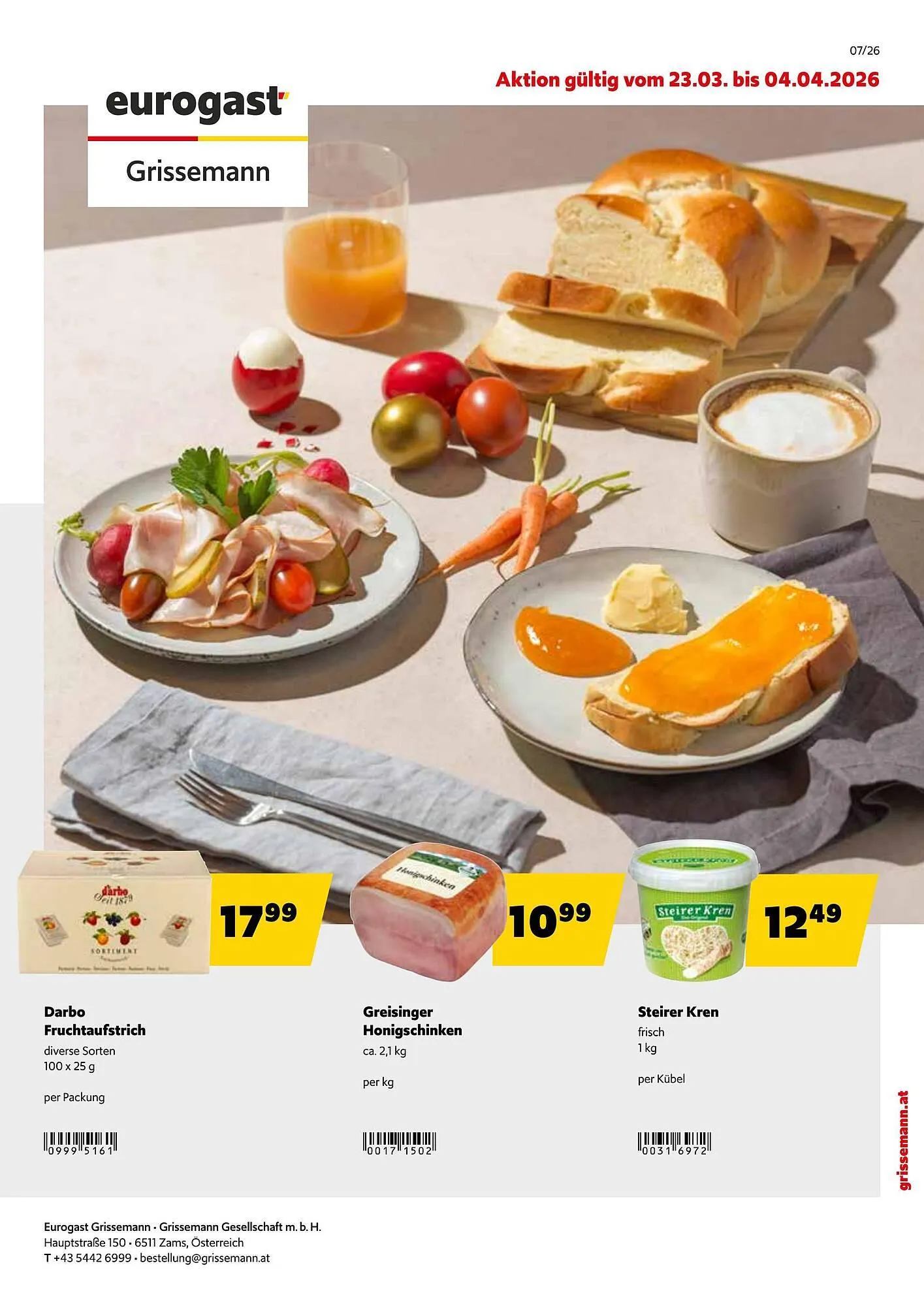 Eurogast Grissemann Flugblatt von 23. März bis 4. April 2026 - Flugblätt seite  1