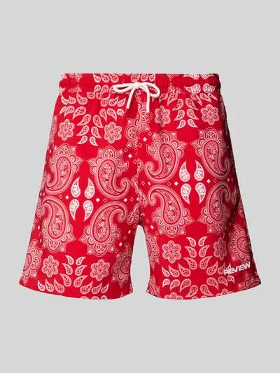 Badehose mit Paisley-Muster in rot