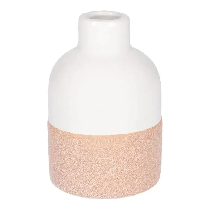 Vase, weiß/rosa, 6 x 9 cm