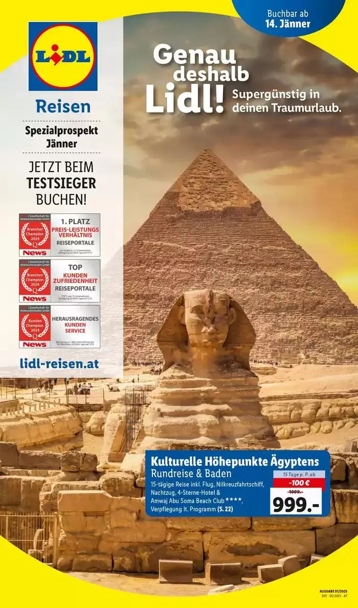Aktuelle Reiseprospekte Themenprospekt Jänner von 14. Jänner bis 15. Februar 2025 - Flugblätt seite  1