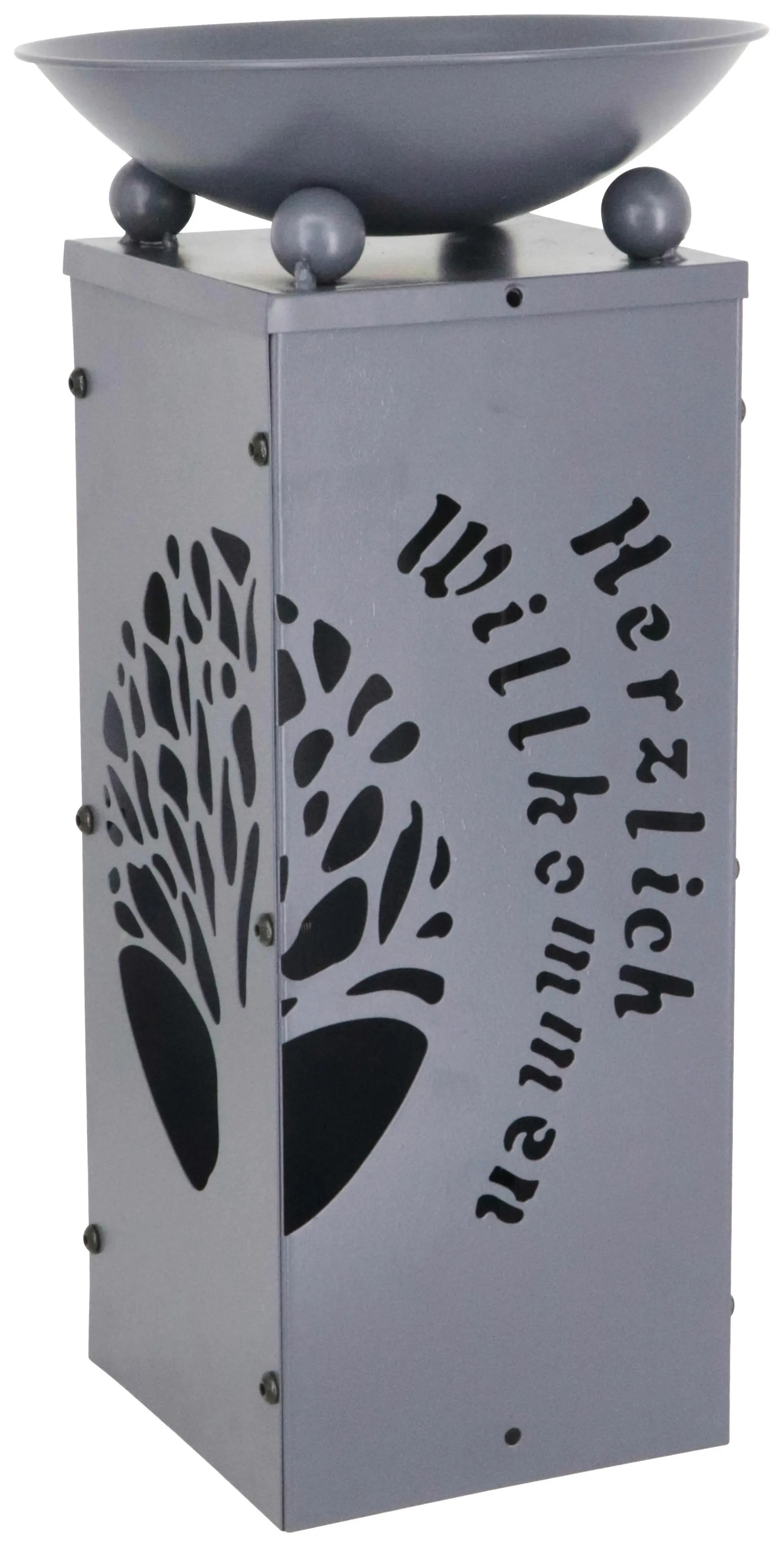 Dekosäule mit Schale Welcome H: 39 cm