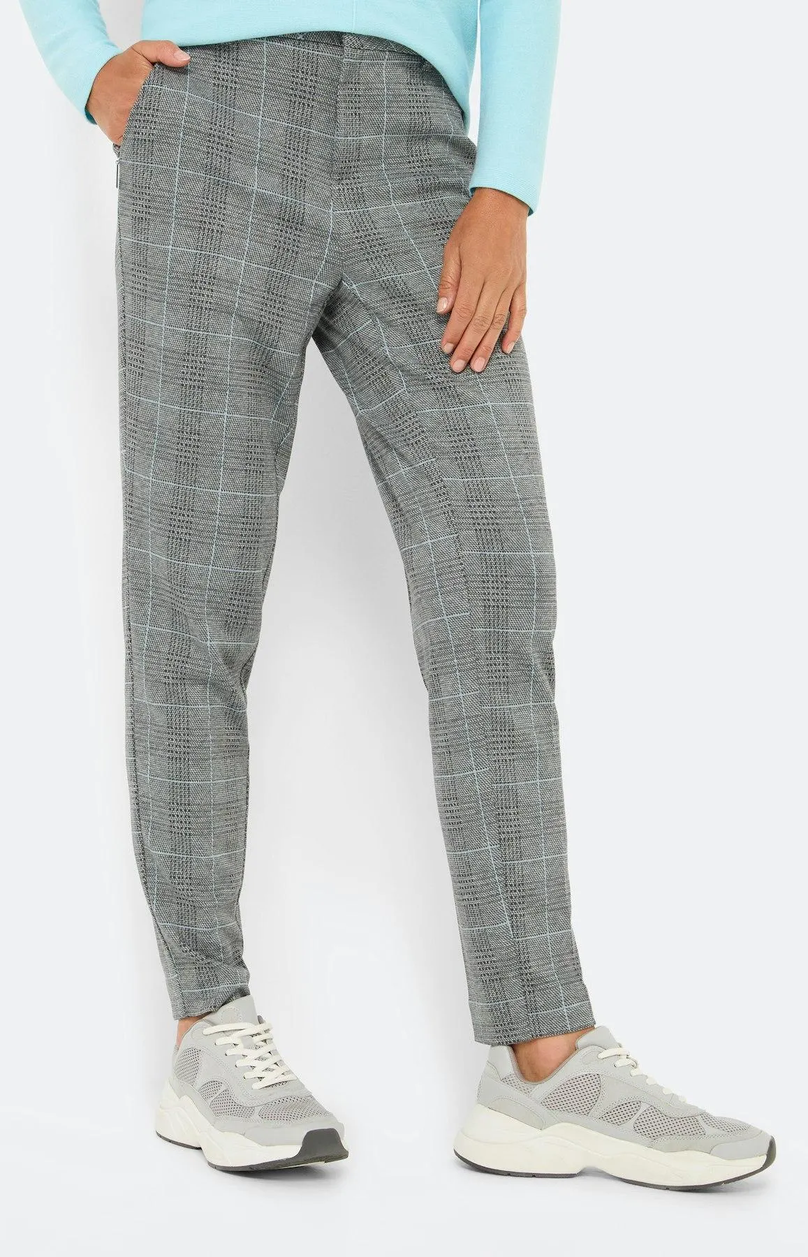 Glencheck Hose 30Inch, hellgrau kariert