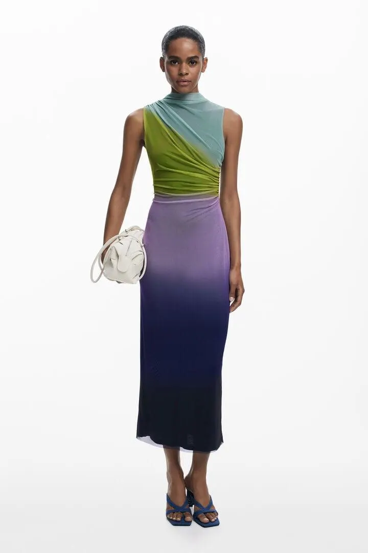 Midikleid aus Tüll mit Farbverlauf