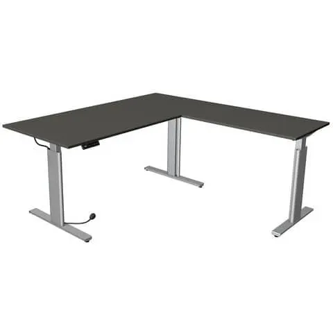 Schreibtisch 180x80+100x60cm elektrisch höhenverstellbar anthrazit 2344 KERKMANN 10234413