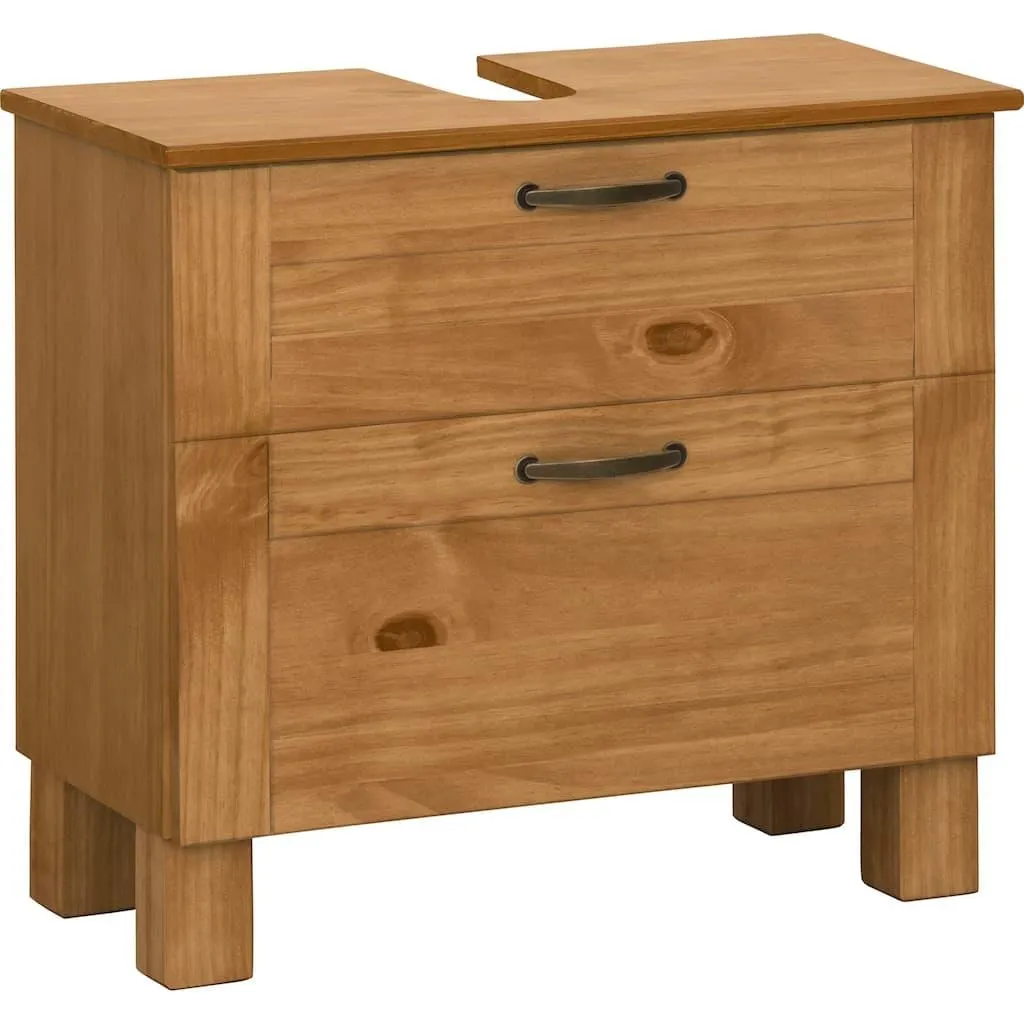 Home affaire Waschbeckenunterschrank »Rodby« FSC®-zertifiziertes Massivholz, Griffe Metall, Breite 60cm, Höhe 55cm