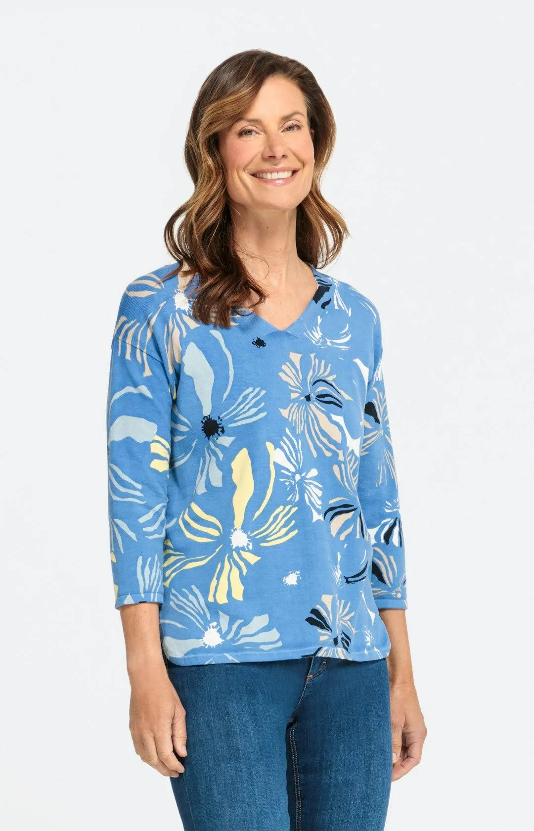 Feinstrickpullover mit 3/4-Ärmel