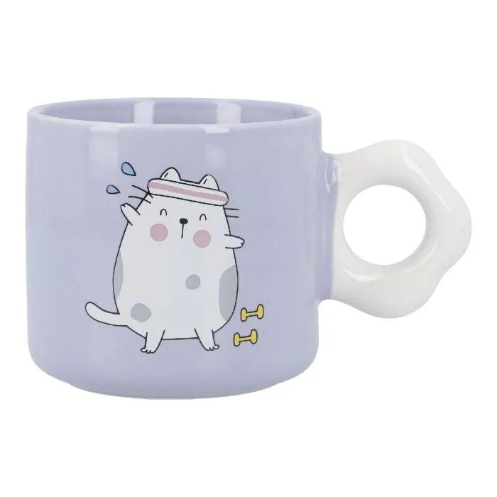 Becher Comic-Katze, Sport/lila, 310 ml