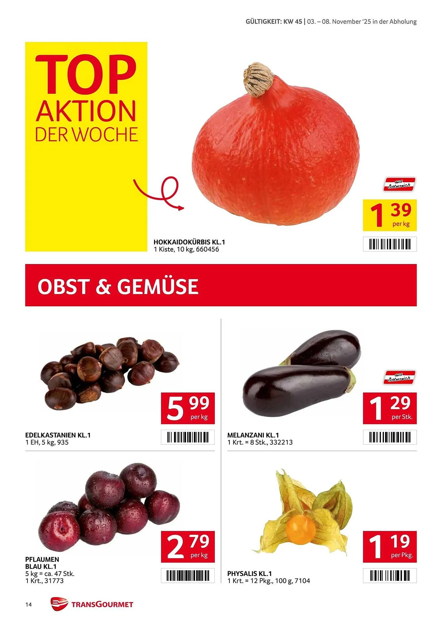 Transgourmet Flugblatt von 3. November bis 9. November 2025 - Flugblätt seite  14