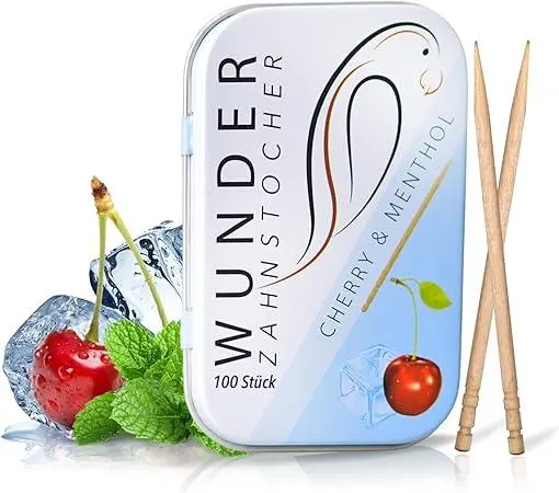 Wunder Zahnstocher - Zahnstocher mit Geschmack - Plastikfreies Kaugummi - hilft gegen Mundgeruch/Nägelkauen - Raucherentwöhnung - frischer Atem mit Aromatisierte Zahnstocher - Zuckerfrei, Vegan