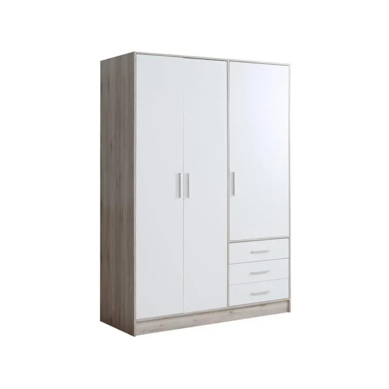 myhobu JAMI Kleiderschrank 3-trg mit 3 Schubkästen, Material Dekorspanplatte