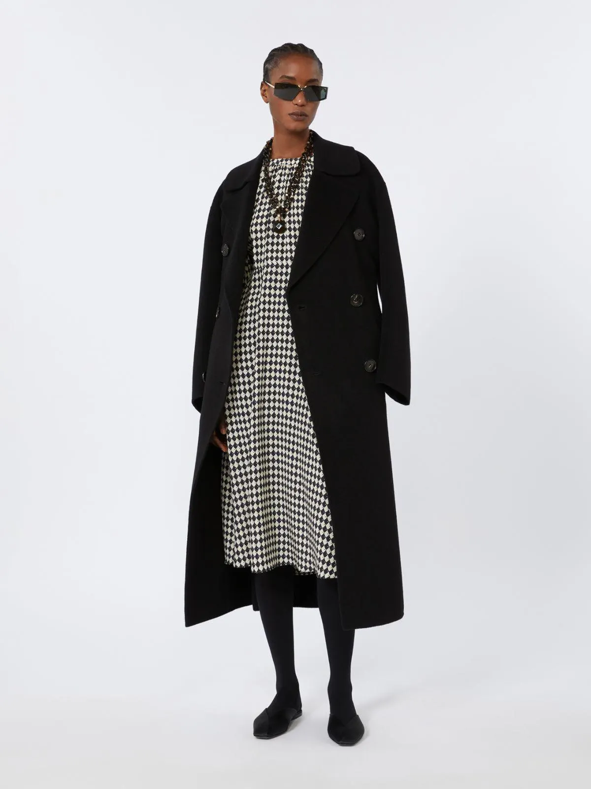 Langer Mantel aus Wolle - Schwarz