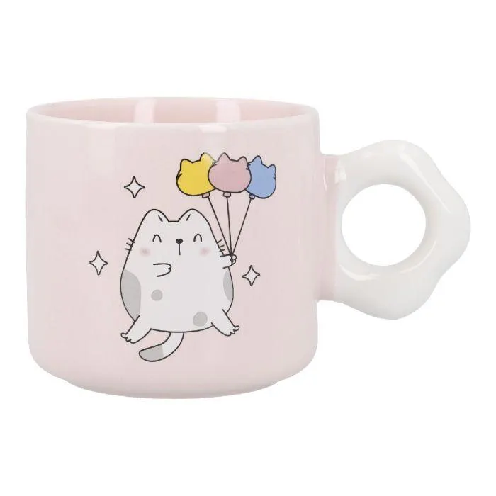 Becher Comic-Katze, Ballon/rosa, 310 ml