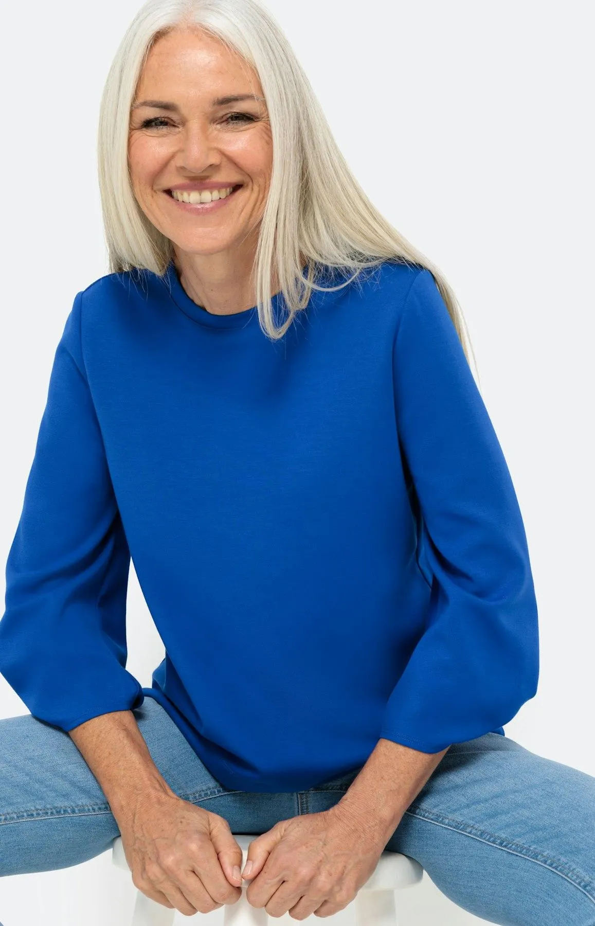 Scuba-Sweatshirt mit 3/4-Ärmel