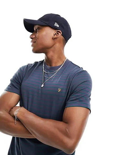 Farah Oakland stripe t-shirt in blue