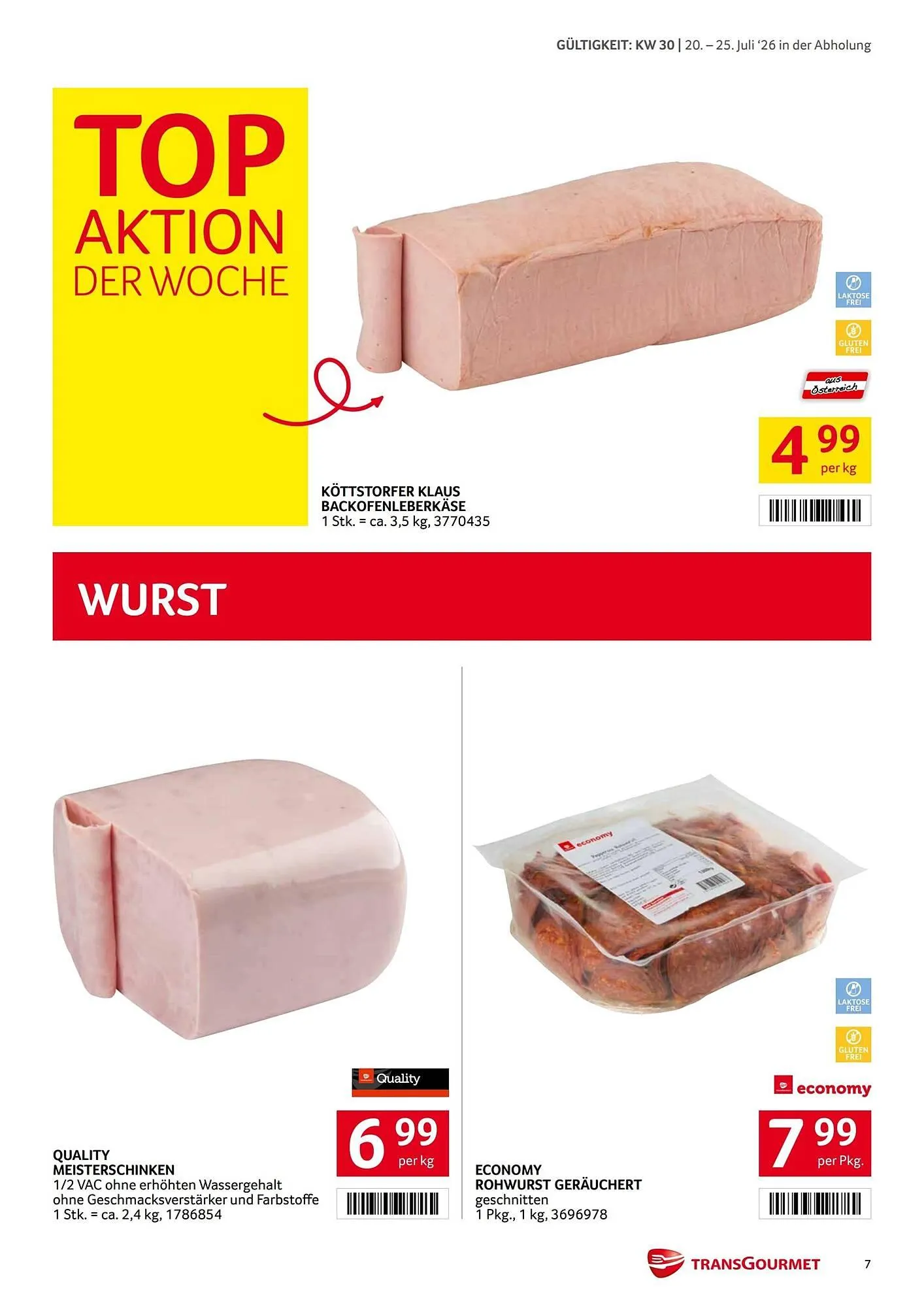 Transgourmet Flugblatt von 20. Juli bis 25. Juli 2026 - Flugblätt seite 7