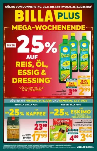 BILLA PLUS Flugblatt von 20. August bis 26. August 2026 - Flugblätt seite  1