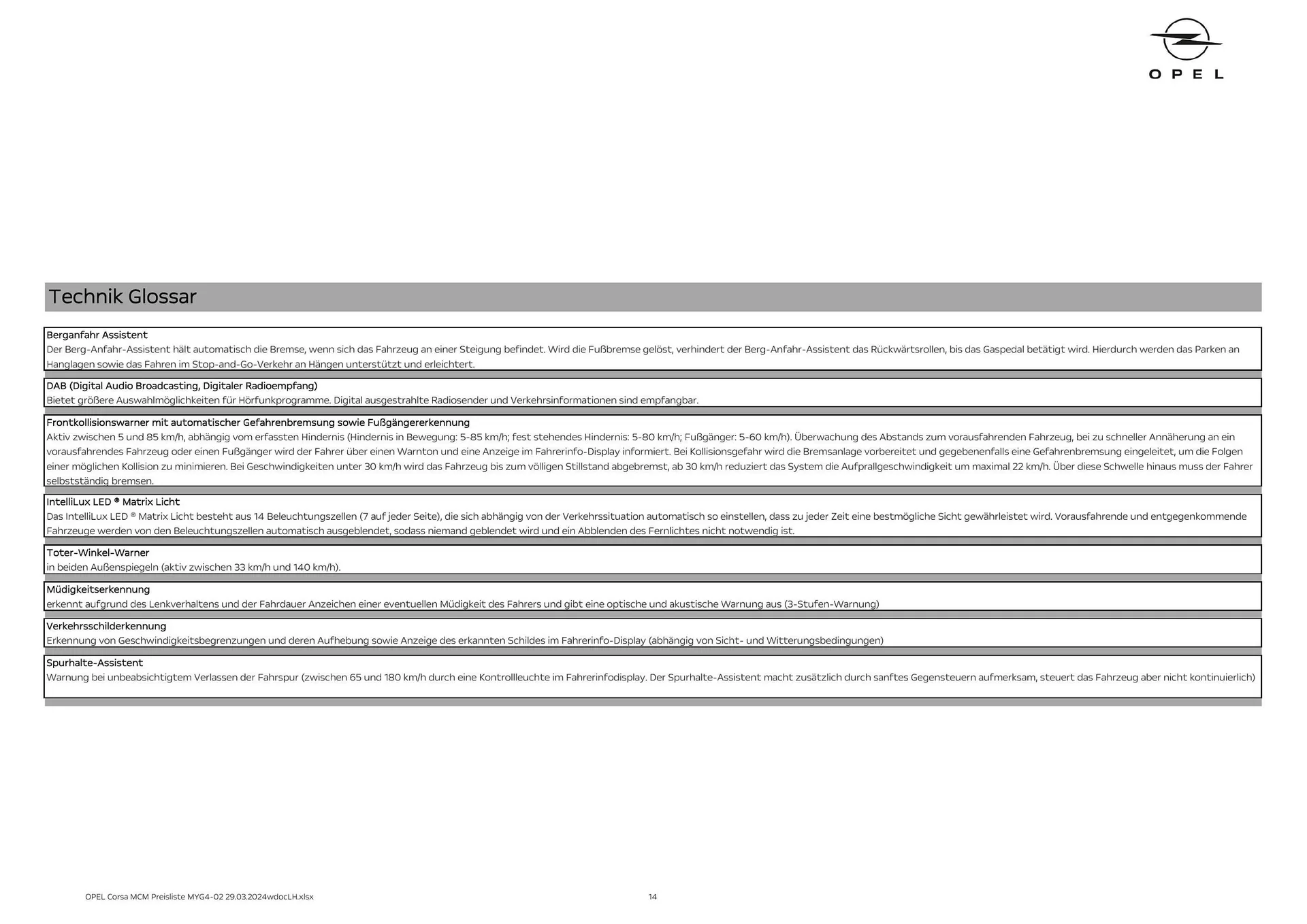 Opel Corsa Flugblatt von 16. Mai bis 15. Mai 2025 - Flugblätt seite 14
