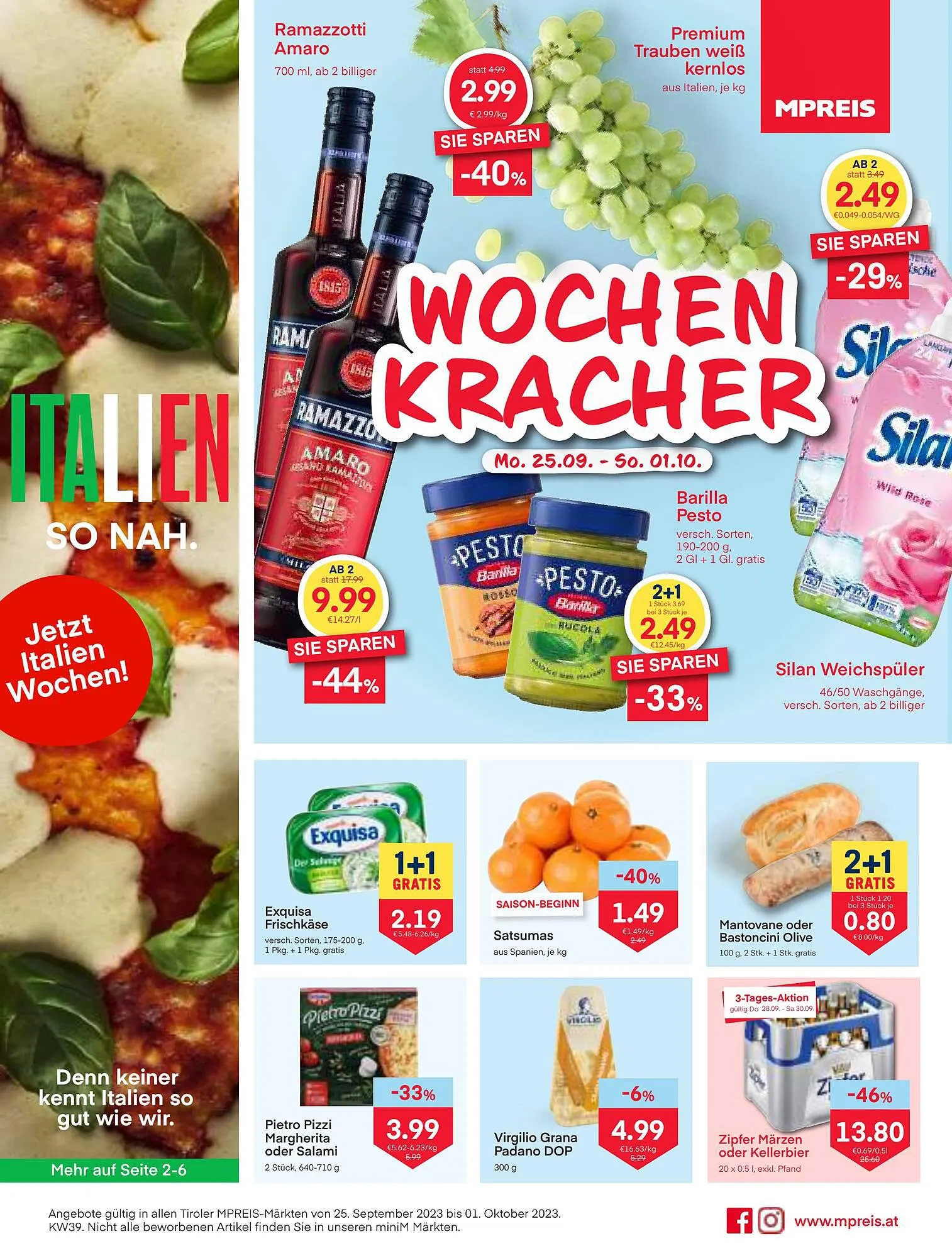 MPreis Flugblatt von 25. September bis 1. Oktober 2023 - Flugblätt seite 1