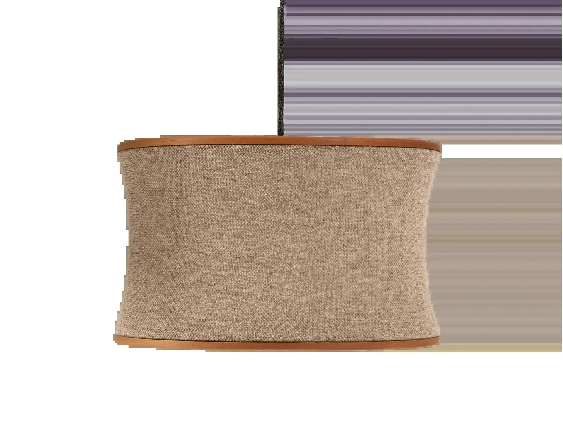 Hängeleuchte Malla mit Schirm aus 100% Schafschurwolle, Ø 45 cm, 3D Strick Sand, Buche