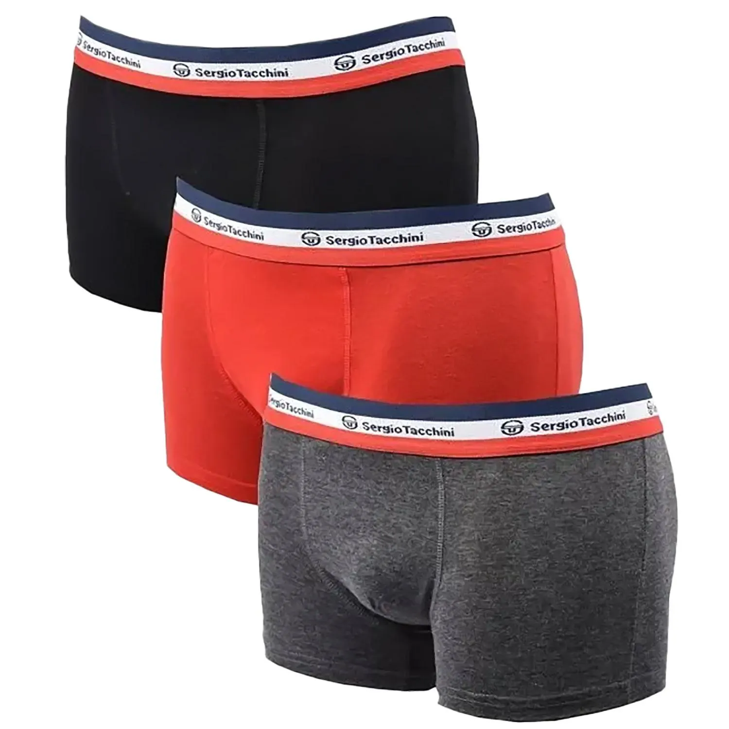 Herren Boxerhorts “Sergio Tacchini” 3er Pack, Schwarz-Rot-Grau