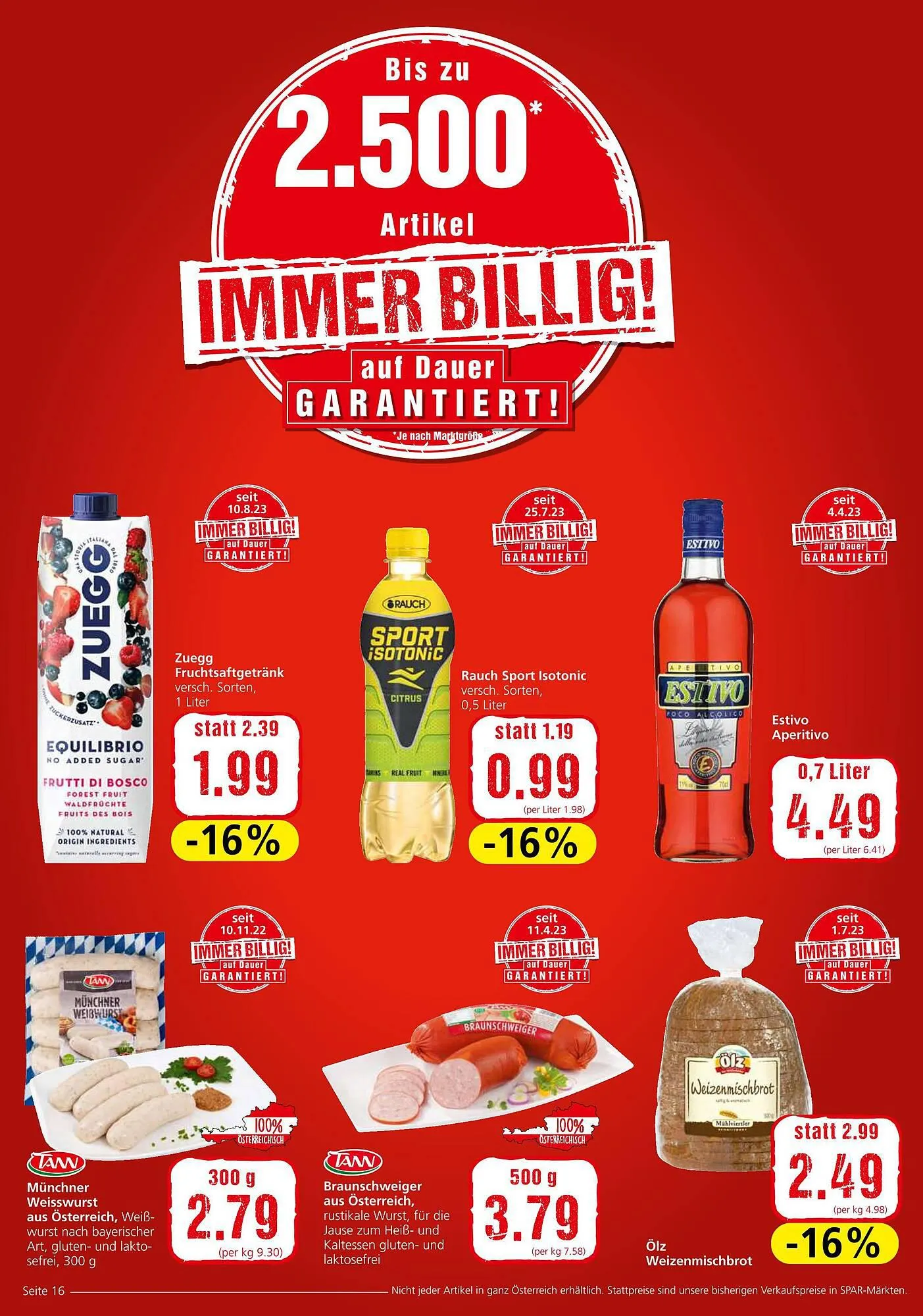 Spar Flugblatt von 31. August bis 13. September 2023 - Flugblätt seite  16