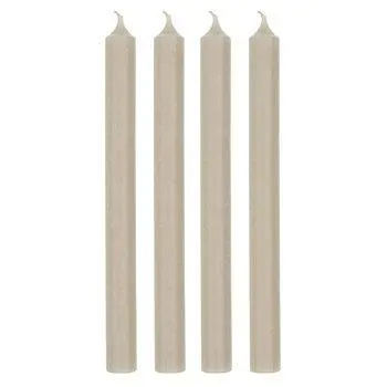Rustikale Stabkerzen, sand, 25 x 2,2 cm, 4 Stück