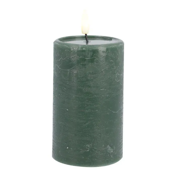 LED-Kerze Rustik, grün, 7 x 12.5 cm