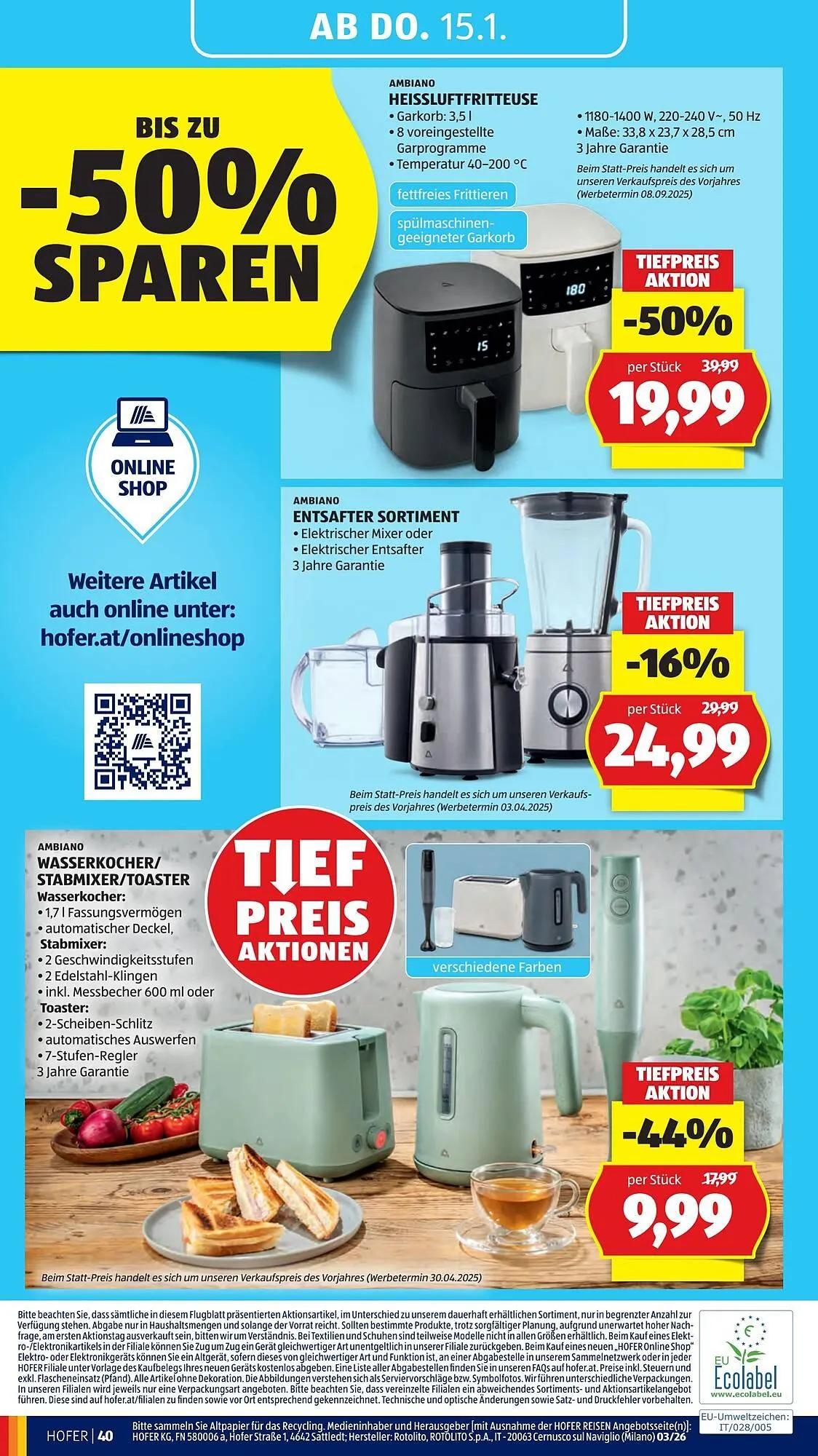 Hofer Flugblatt von 9. Jänner bis 15. Jänner 2026 - Flugblätt seite  44