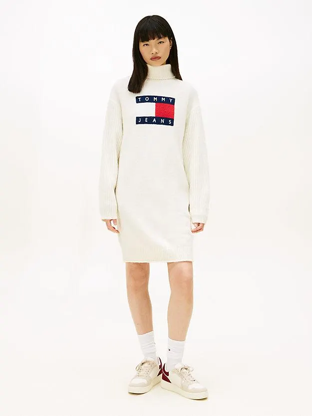 Tommy Flag Relaxed Fit Mini-Strickkleid