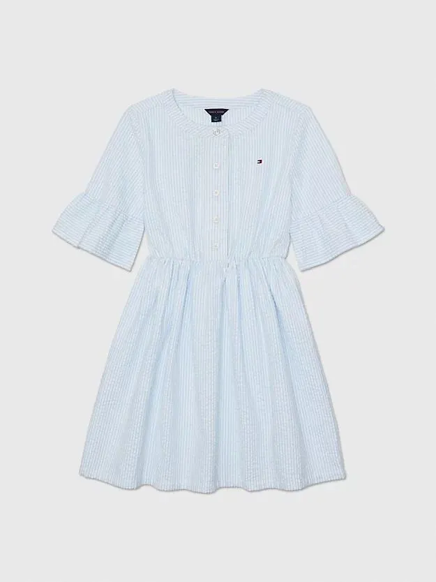 Adaptive Seersucker-Kleid mit Rüschenärmeln